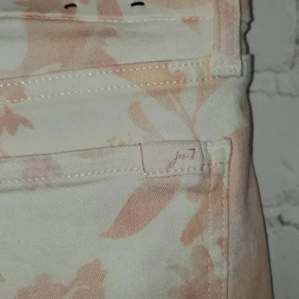 JEN7 by 7 For All Mankind Women's White/Pink Floral Skinny Jeans Pants Size 16 - Picture 11 of 16